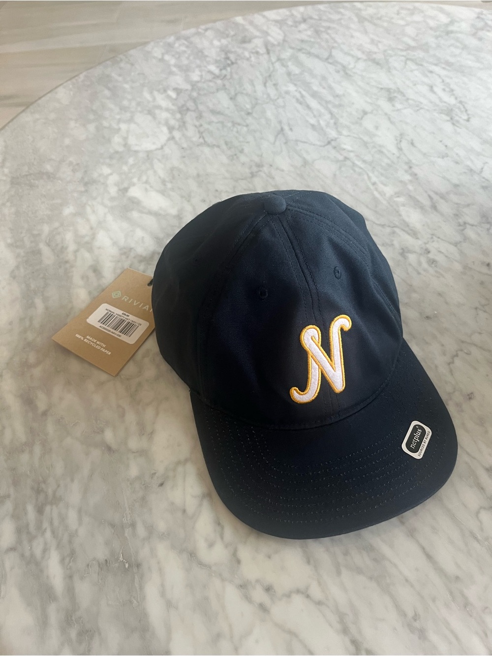 Navy Rivisn Baseball Cap with Yellow Embroidered 'N'